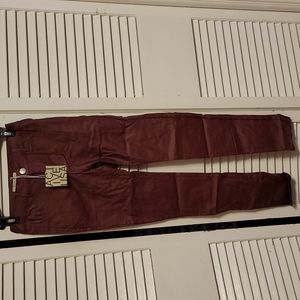 NWT burgundy pleather pants, size small